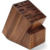 ENOKING Knife Block without Knives, 25 Slots Large Knife Holder | Acacia Wood Universal Knife Holder for Kitchen Counter, Butcher Block Knife Storage Organizer with Cleaver Slot