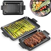 guogiyala 2PCS Grill pan: Grill topper for outdoor grill - Non-stick enamel coating grill topper suitable for camping, picnic