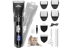 COLORFULLAVIE Dog Grooming Kit 2 Blade, Washable Dog Clippers for Grooming, Low Noise Professional Dog Clippersfor Thick Coats, Quiet Heavy Duty Pet Supplies, Upgrade Motor Pets Hair Trimmers Shaver Shears
