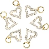 DanLingJewelry 20pcs Cubic Zirconia Brass Heart Charms 18K Gold Plated for Jewelry Making Choker Tiny Dangle