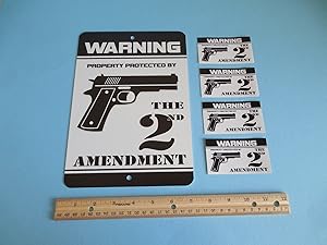 Security Signs Warning Property Protected by The 2nd Amendment Gun Metal Home 4 Window Stickers # 723
