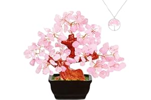 Yastouay Crystal Tree, Bonsai Tree, Office Desk Decor, Feng Shui Money Tree, Gemstones Tree, Japanese Decor, Rose Quartz Crystals Decor，Office Decor for Women