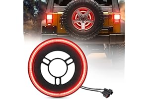 SUPAREE Spare Tire Brake Light Fit for Jeep Wrangler 2007-2017 JK JKU YJ TJ, Plug and Play 4th Third Brake Light Rear LED Ring Wheel Light, Red