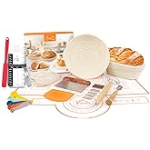 UDUK Sourdough Starter Kit, Baking Supplies Set with 2 Banneton Proofing Baskets, 24oz Sourdough Jar, Silicone Pastry Mat, Bread Sling and Essential Tools for Bread Making