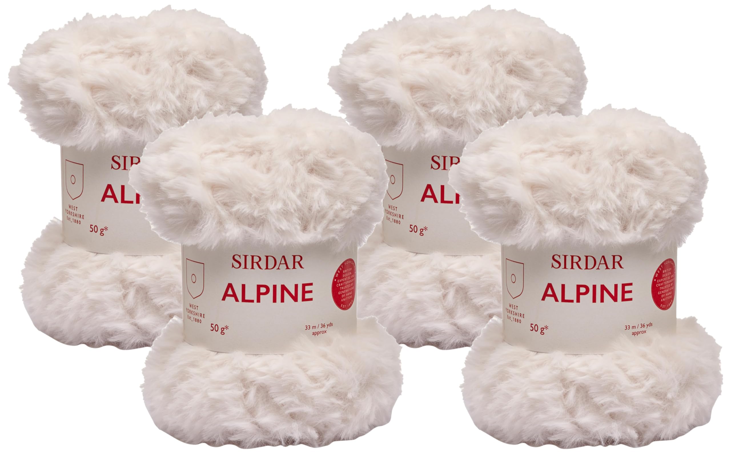 Sirdar Alpine, Luxe Faux Fur Yarn, Polar (400), 50g (Pack of 4)
