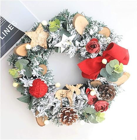 Amazon Co Jp クリスマスリース 手作りのクリスマスリースドアレストランウィンドウ冬の装飾のための装飾品ラタンのクリスマスの装飾をぶら下げ デコレーション 花輪 サイズ Pastoral Flower ホーム キッチン