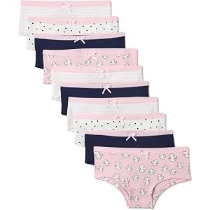 Amazon Essentials Girls' Cotton Jersey Hipster Underwear, Pack of 10