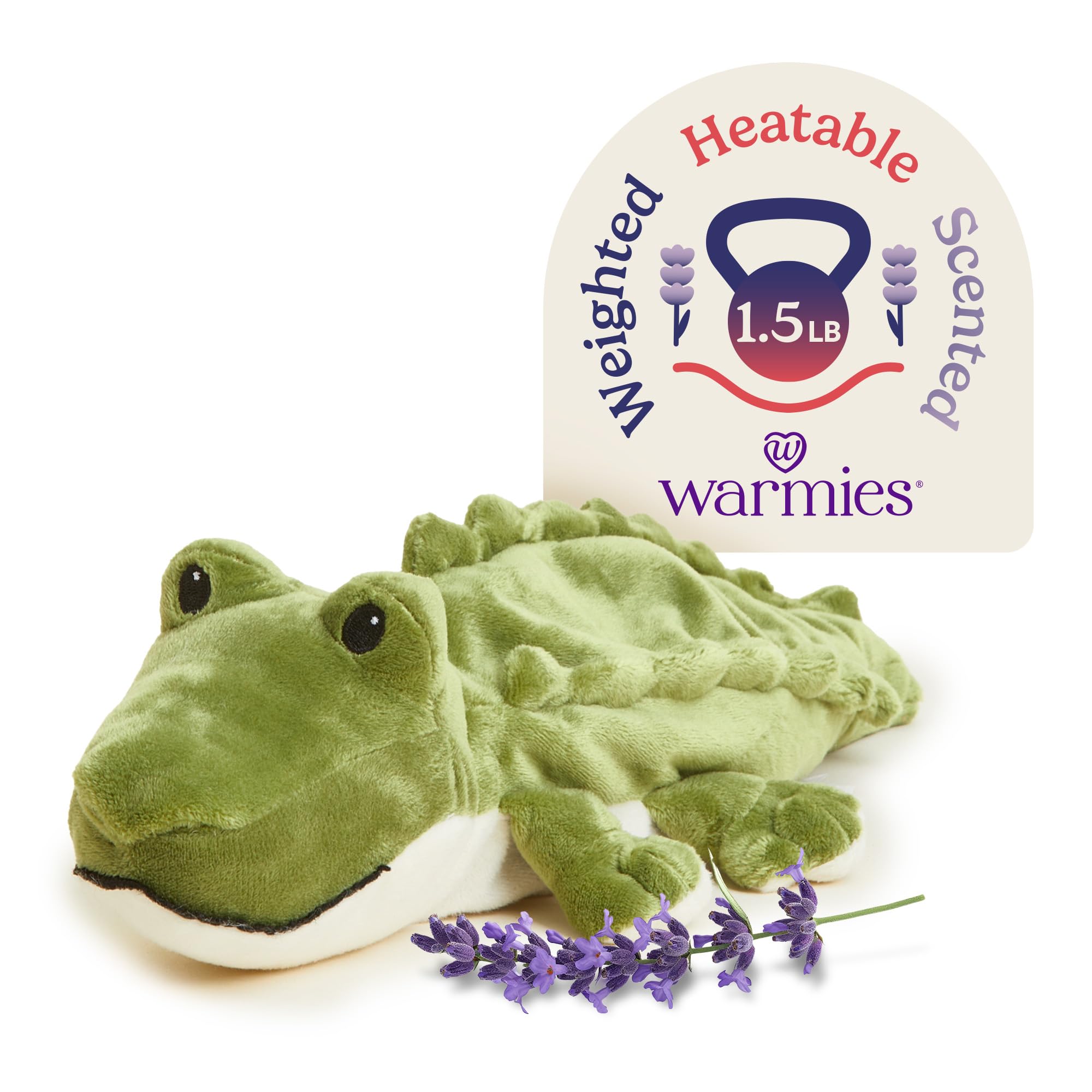 warmies Microwavable & Weighted Stuffed Animals, Alligator - Soothing Microwave Heating Pad - Lavender Scented Plush Comfort - Cooling & Warming Stuffed Animal for Boys, Girls, Babies & Toddlers