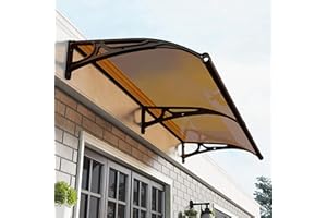 BZZQ Awnings for Windows Outside, Aluminum Bracket awnings, Black Bracket awnings, Suitable for terraces, Bedroom Windows, rain and Snow Protection, Sunshade, Easy to install-Brown-60x100cm/24x40in