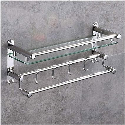 Regal Handtuchhalter Klassisches Design Chrom poliert Glas Edelstahl