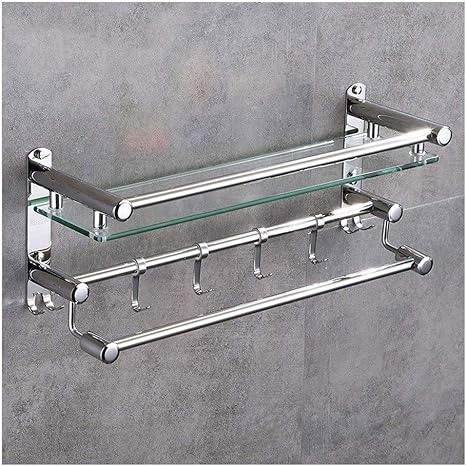 Regal Handtuchhalter Klassisches Design Chrom poliert Glas Edelstahl