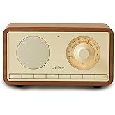 JOIIMU Wooden Vintage Radio Bluetooth Speaker Built-in Rechargeable Battery and FM Radio Antenna for Home Kitchen and Living Room