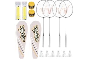 VIGVITSPO Racket Set with Shuttlecocks,Hand Glue & Carry Bag | Professional-Grade Badminton Racket Set | Lightweight Design & Non-Slip Grip