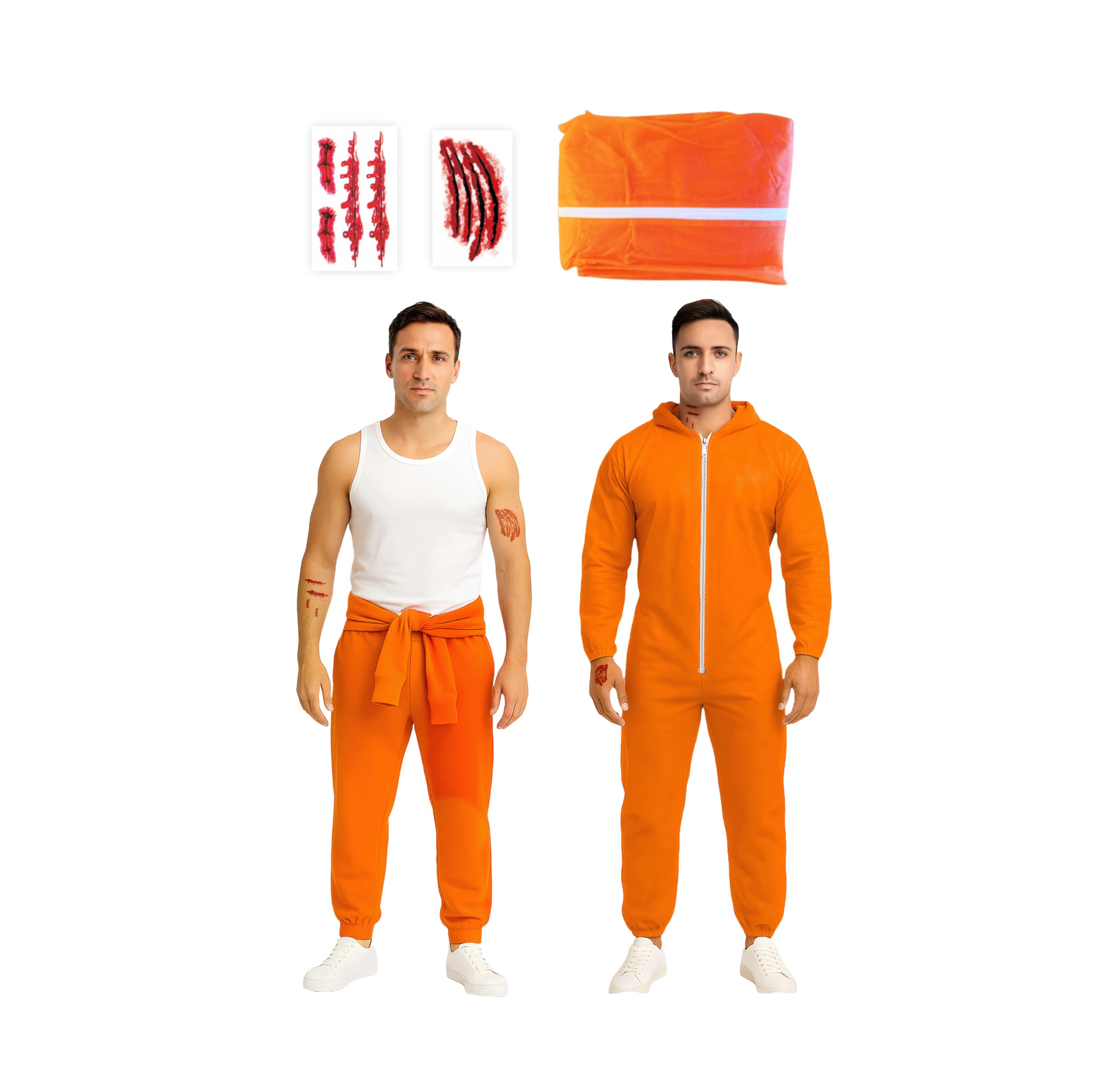 3 pcs Prisoner Costume - Halloween Costumes For Men - Adult & Teen One Size Fits All - 2025 Trending Fancy Dress - UK Based Brand