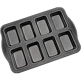 Beasea Mini Loaf Pan 8 Cavity, Nonstick Bakeware Square Bread Pan, Carbon Steel Mini Loaf Bread Pan Cake Pans for Baking Oven