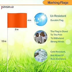 20Pack Orange Marking Flags, JIZHGRAD 15x4x5 Inch