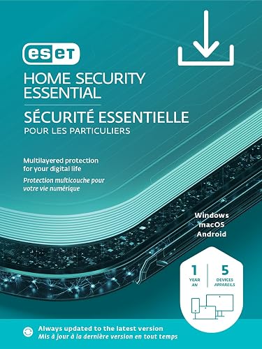 ESET Home Security Essential | Antivirus | 2025 Edition | 5 Devices | 1 Year | Parental Control | Privacy | IOT Protection | Ransomware | Digital Download [PC/Mac/Android]