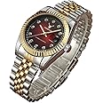 USWATCH Mens Fashion Luxury Stainless Steel Calendar Rhinestone Waterproof Sports Women Unisex Quartz Watch