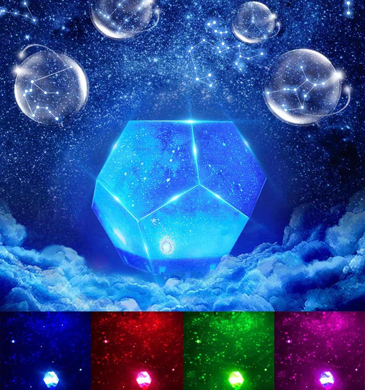 Micoo Kids Constellation Night Light, 360-Degree Rotating Star Projector, Desk Lamp 4 LEDs Changing with USB Cable, Baby Nursery Light Best for Children Baby Bedroom and Party Christmas Decorations