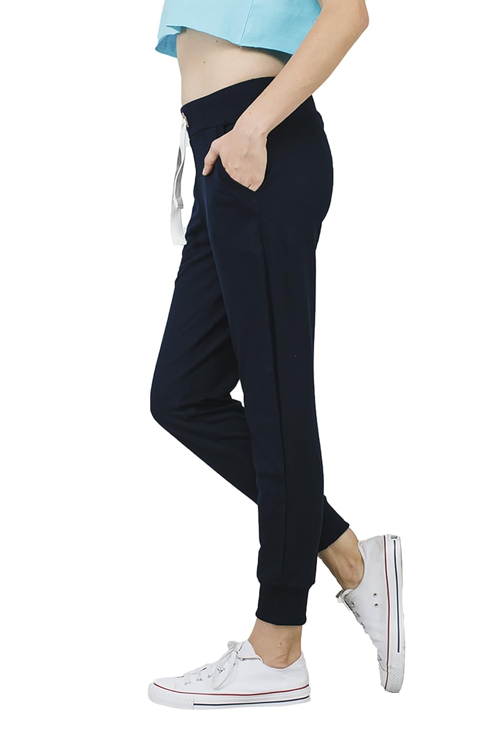 bewakoof navy blue women's plain fleece joggers track pants