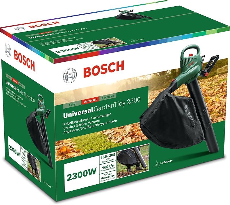 Soprador de folhas e aspirador elétrico bosch universalgardentidy 2300 (2300 w, saco coletor de 45 l, velocidade variável, para soprar, aspirar e triturar folhas, em caixa) — foto 2 de 5