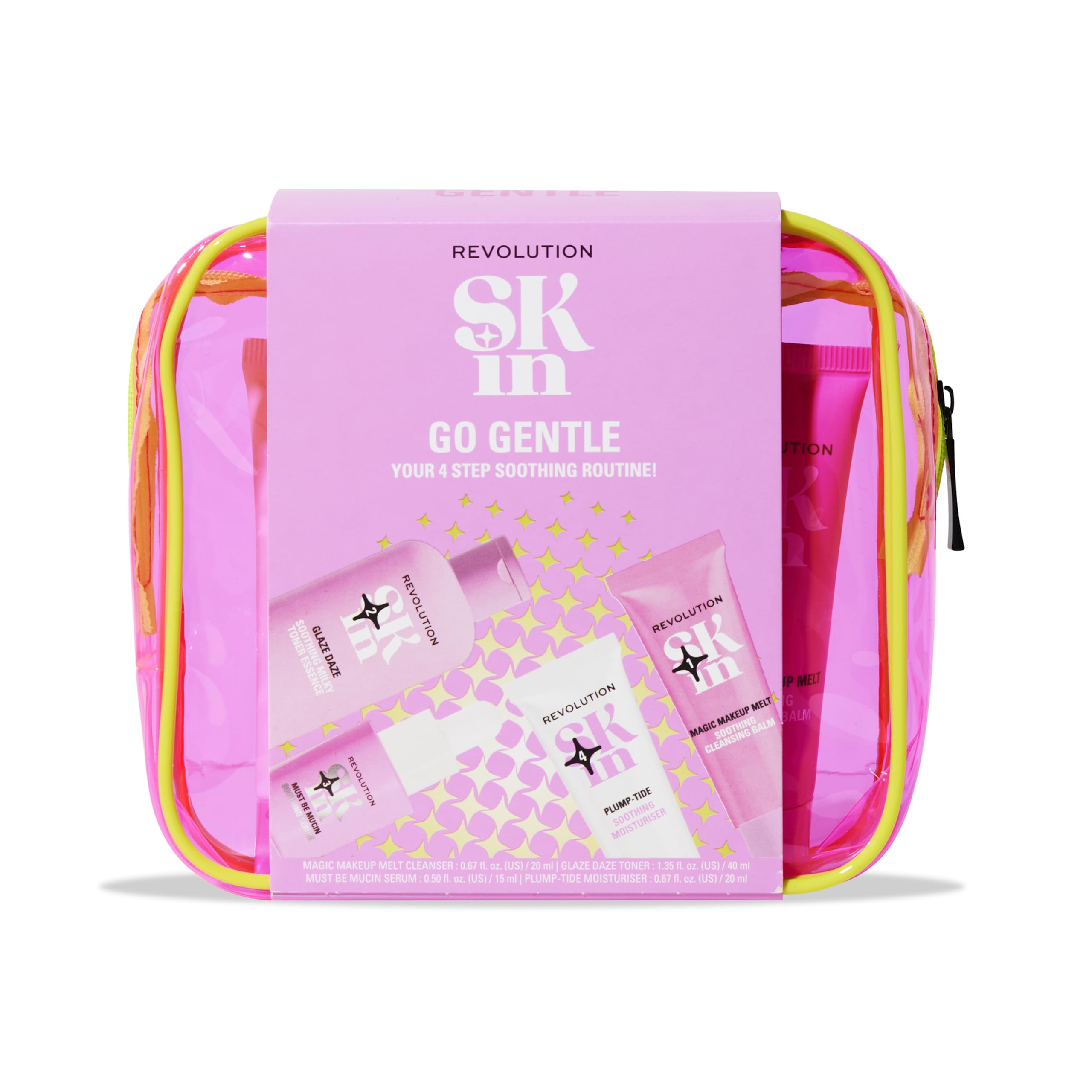 Revolution Skin, Go Gentle 4 Step Starter Kit, Skincare Set Includes Cleanser, Toner, Serum & Moisturiser, Vegan & Cruelty-Free, 4 Products Included