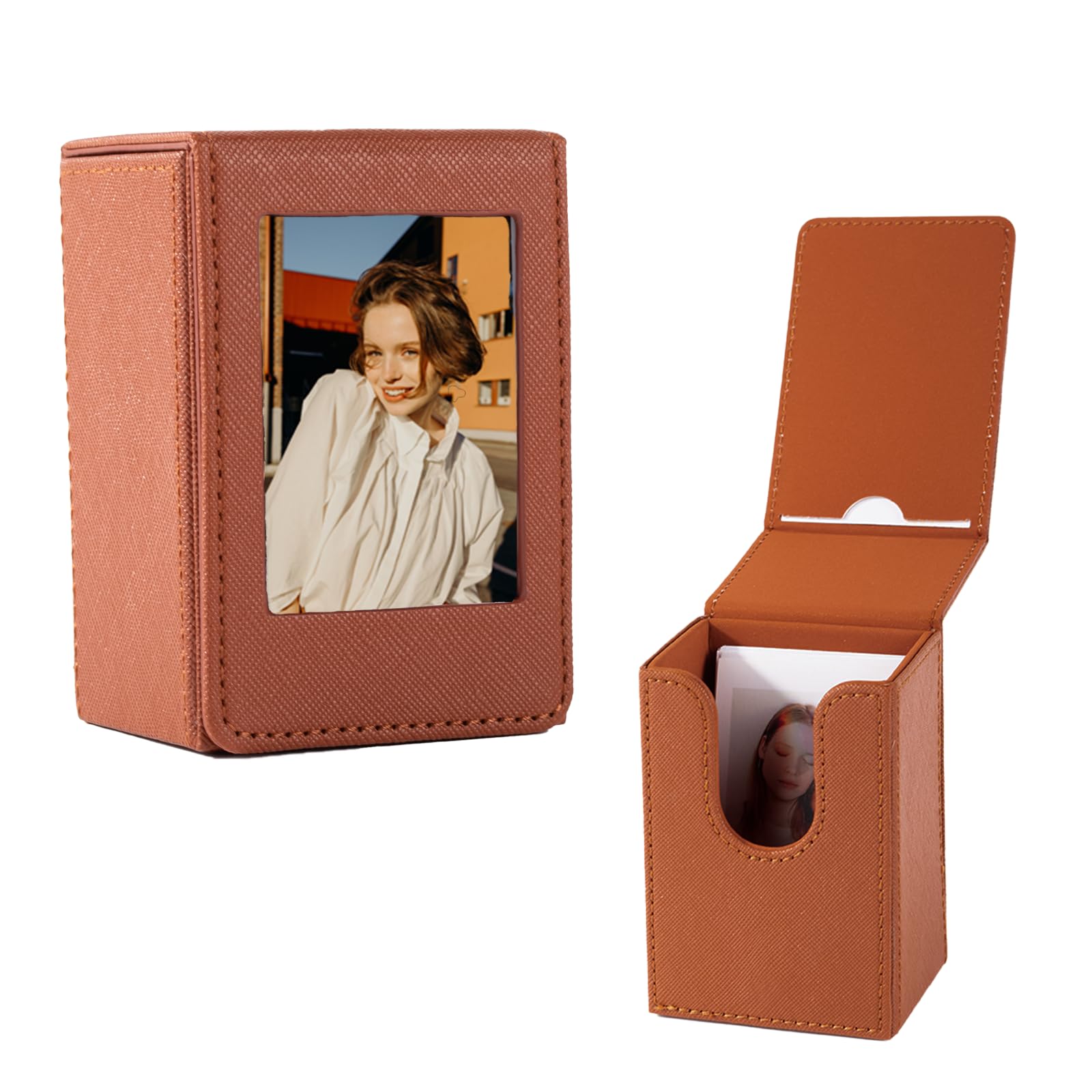 HIYQIN Photo Storage Box for Instax 2x3 Film, Photo Box/Photo Holder Compatible with Fuji Instax Mini Film - for Instax Mini 13 EVO 41 12 11 9 8 SE 99 70 90 40 7+ LiPlay/LiPlay - Brown