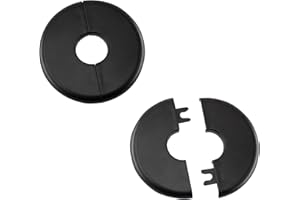 bociloy Wall Split Flange 22mm/0.86"Diameter, ABS Round Self-Adhesive Escutcheon Plate, Wall Hole Decoration Cover, Water Pipe Plate Cover, Black, 2PCS