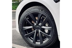 CYBERBEANS 4PCS for Tesla Model 3 Wheel Cover Hubcaps Hub Caps Replacement Steering Rim Protector Exterior Accessories 2023 Matte Black 18 Inch Arachnid