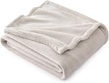Bedsure Fleece Throw Blanket 130x150cm Beige Soft Cozy 100% Microfiber