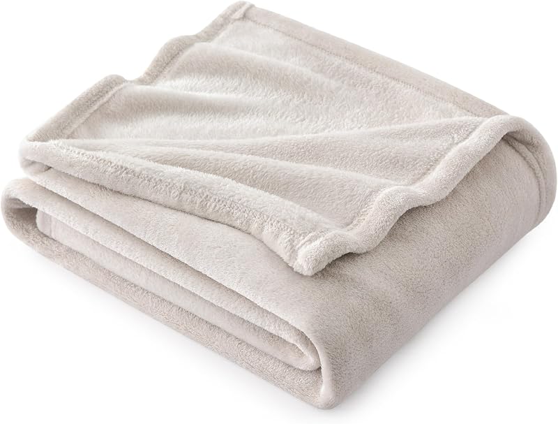 Bedsure Fleece Throw Blanket 150x200 Beige Soft Warm Microfiber
