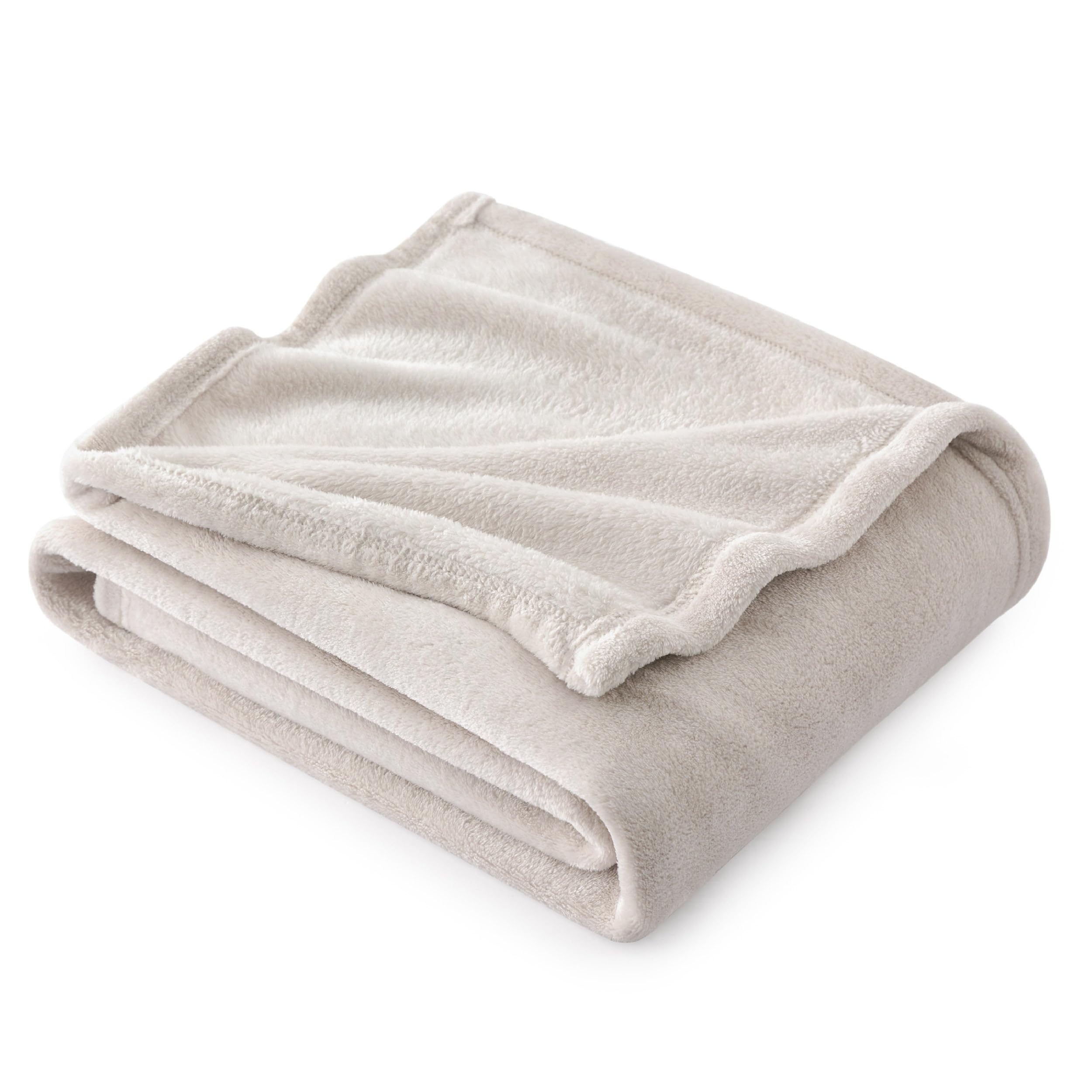 Bedsure Fleece Throw Blanket for Bed - Soft Cosy Fluffy Blankets for Sofa, Warm Double Throws for Audlts, Decor Gifts for Women and Men,Beige, 150x200 cm