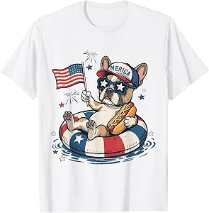 French Bulldog 4th of July Patriotic Merica American Flag T-Shirt