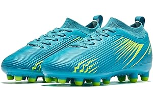 LIGVIV Boys Girls Soccer Cleats - Kids Dynamic Collar Football Shoes - Firm Ground Outdoor(Toddler/Little Kid/Big Kid)