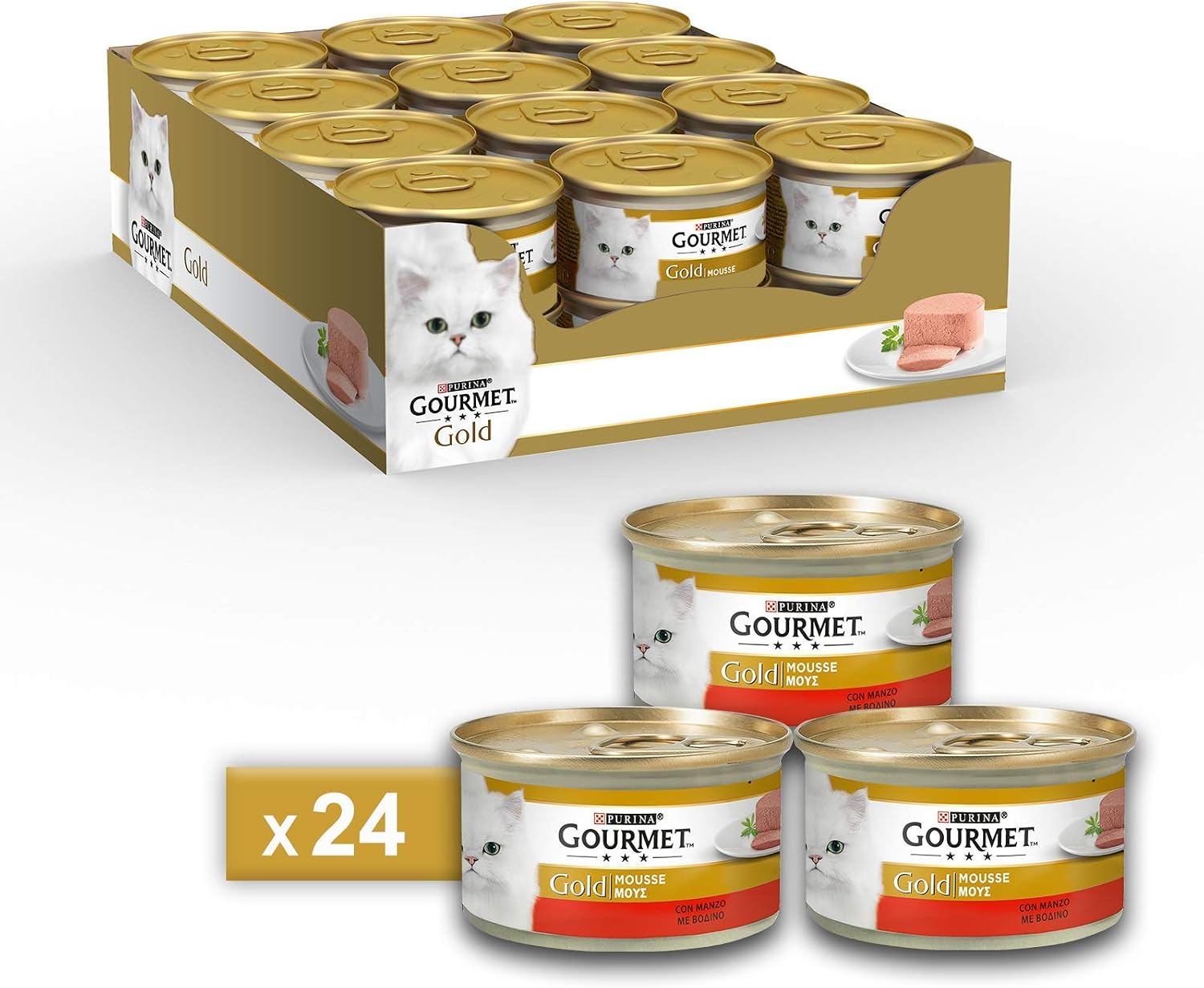 Gourmet Gold Mousse for the Cat with Beef, 85g(Pack of 24), 85 g (Pack of 24)