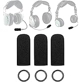 Voarmaks Mic Cover Compatible with David Clark H10-13.4, DC One-X, PRO-X2, DC-Pro X, H10, H20 Series Aviation Headsets &amp; M-7/M-4/M-5/M-77/DC-87 Microphones - 3 Foam Covers + 3 O-Rings Kit
