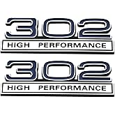 2pcs 302 Engine 5.0 Liter High Performance Emblms Badge 3D Decals Stickers Cars Trucks (Chrome Blue)