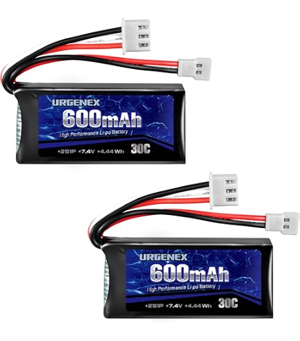 2 Batteries Lipo 7.4V 600mAh 35C Pour FMS FCX24 – Prise Molex, Petit Format