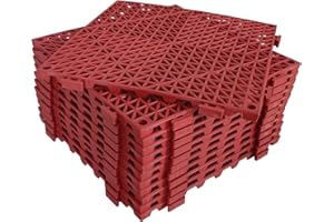 easycustomerlee 12p Modular Interlocking Cushion Rubber Floor Tiles Drainage Non-Slip Mats for Balcony Deck Indoor Bathroom Kitchen Outdoor Shower Patio Pool RV Yard Mattress&seat Cushion(Red)
