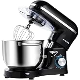 Aucma Stand Mixer,6.5-QT 660W 6-Speed Tilt-Head Food Mixer, Kitchen Electric Mixer with Dough Hook, Wire Whip &amp; Beater (Black, 6.5QT)
