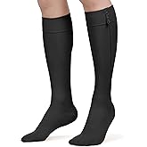 KEKING® Zipper Compression Socks for Men Women, Closed Toe, 20-30mmHg Firm Support Knee High Zipper Compression Stockings for Wide Calf - Varicose Veins, DVT, Shin Splints, Edema, Nursing, Black 4XL