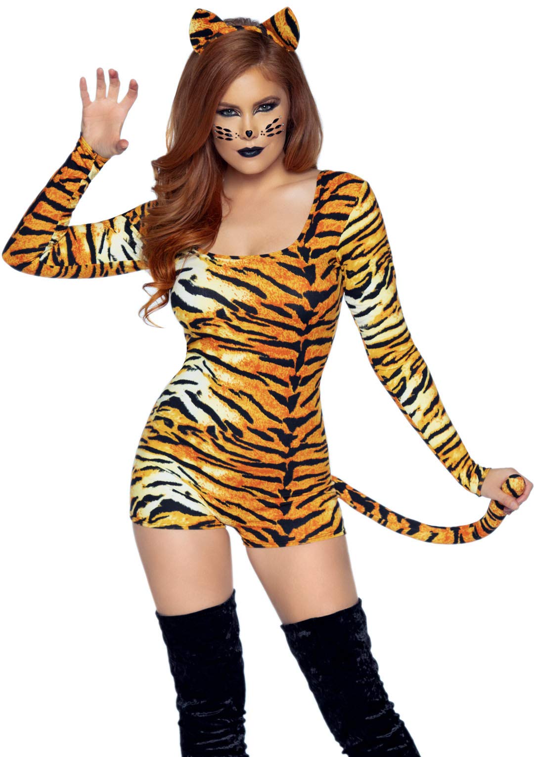 Leg Avenue Women's 2 Pc Untamed Tiger Costume with Romper, Headband
