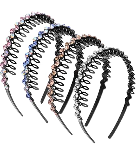 8-Piece Rhinestone Teeth Comb Headbands Women Girls Non-Slip Plastic Jewelry Acc Amazon.com : Syhood 8 Pieces Rhinestone Headbands with Teeth  main image 2