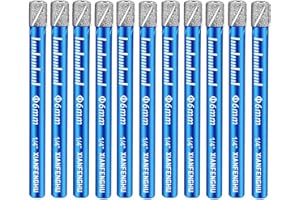 Diamond Core Drill Bit Set, 1/4" 6mm 11pcs, Vacuum Brazed with Round Shank Spiral Type Slot Design for Ceramic Porcelain Tile