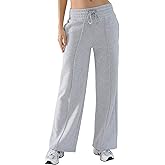 DITOK Womens Sweatpants Straight Wide Leg Pants for Women Fleece Lined High Waisted Baggy Casual Drawstring Lounge Pants, Grey
