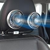 Edotim Dual Head Car Fan for Backseat, 360&deg; Rotatable Flexible Gooseneck Car Headrest Fan with 3Speed &amp; LED Light, Type-C USB Powered Cooling Fan for Kids/Pets, Air Circulation Fan for Sedan SUV Truck