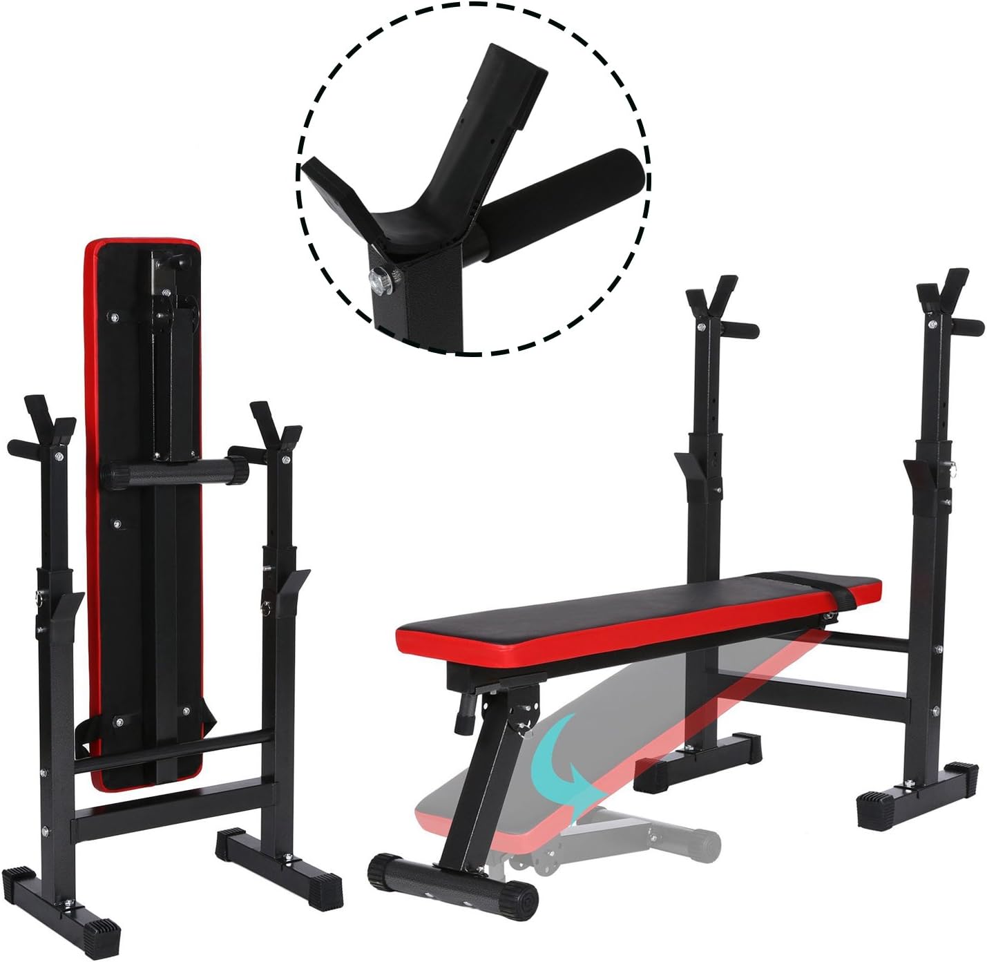 Scallop Multi-Function Adjustable Weight Bench, Abdominal Extension Bench with High Density Seat For Gym Home (UK STOCK)