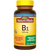 Nature Made Vitamin B1 100mg Tablets, 100 Tablets | Thiamine B1 Supplement for Energy Metabolism Support, Helps Support a Healthy Brain and Nervous System, 100 Day Supply