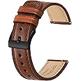 BISONSTRAP Leather Watch Straps, Classic Oil Waxed Leather, Quick Release Replacement Band for Men and Women, Band Width 18mm 20mm 22mm