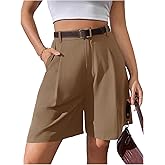Floerns Women's High Waisted Wide Leg Bermuda Shorts Dressy Short Pants with Pocket
